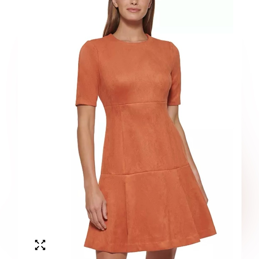 Calvin Klein Faux Suede Fit and Flare Dress